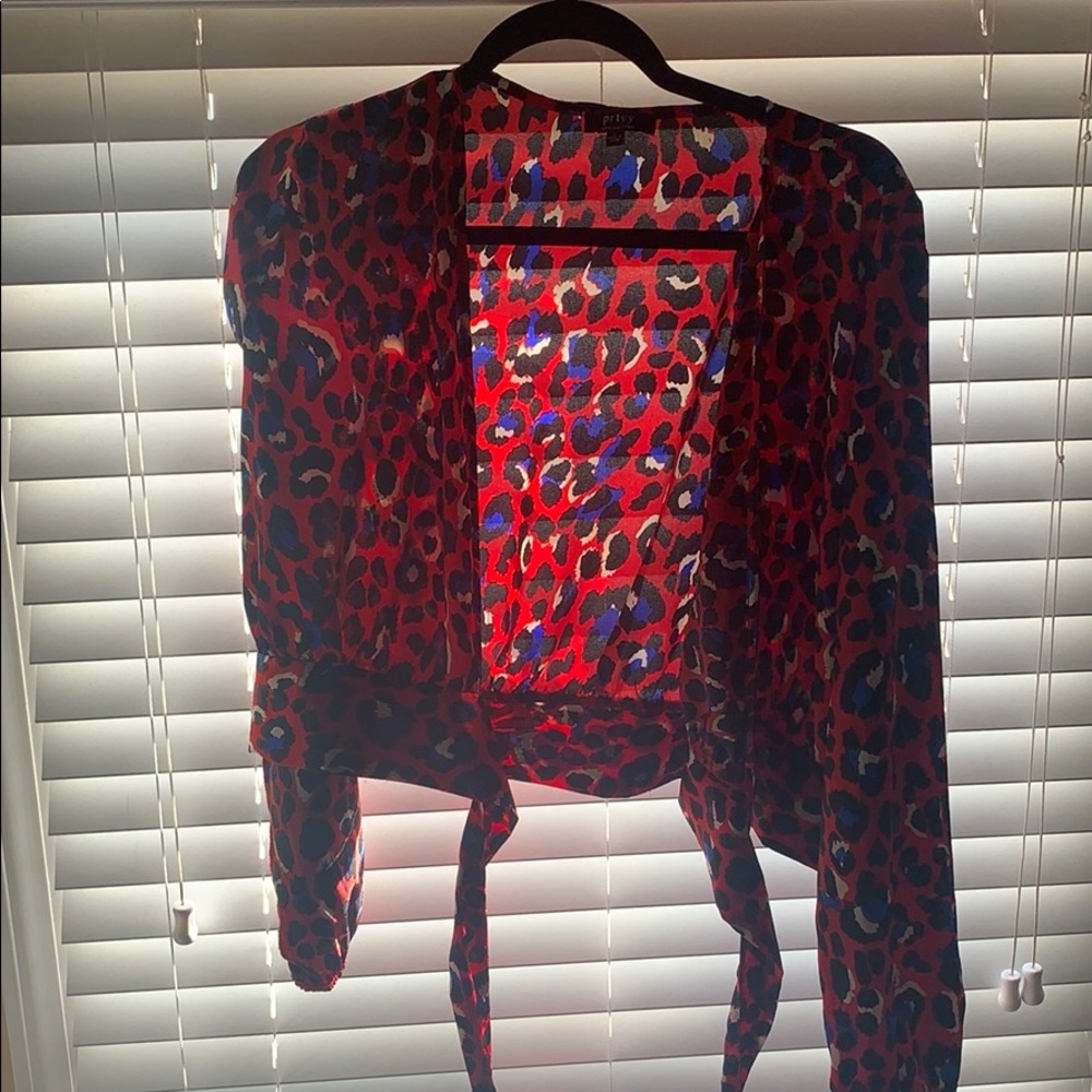 Colored cheetah print tie top